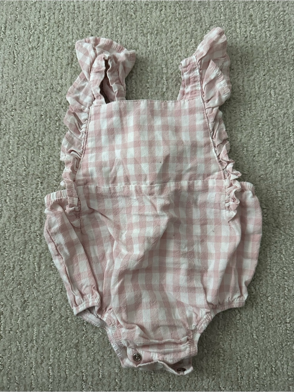 Mud Pie Pink Gingham Ruffle Romper
